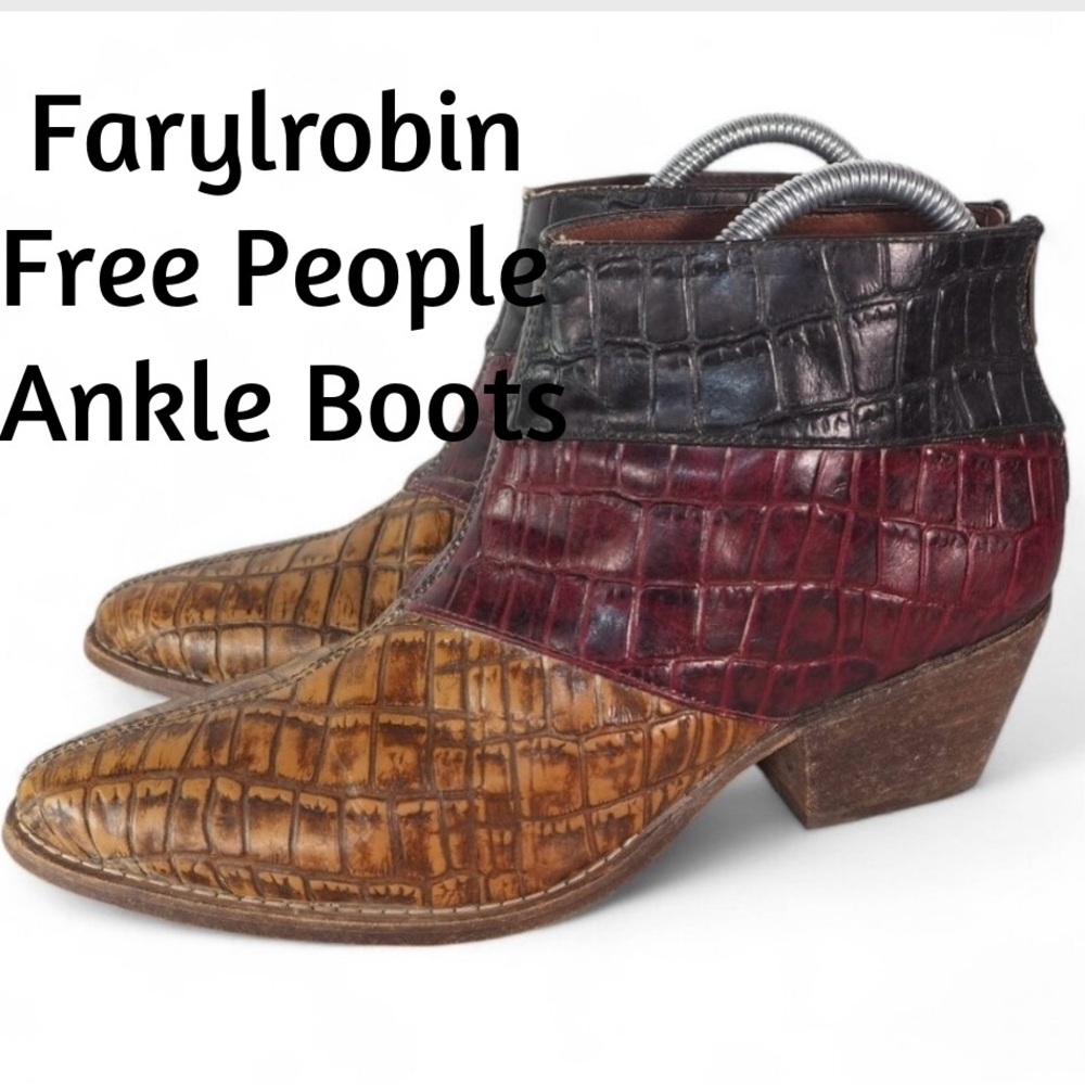 🐸🐸Free People Farylrobin Tryst Leather Black Combo Ankle Booties🐸🐸